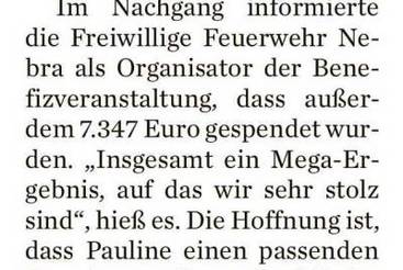 Unterstützung für kranke Pauline riesig