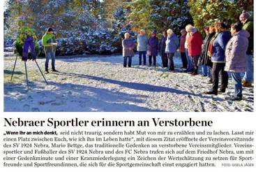 Nebraer Sportler erinnern an Verstorbene