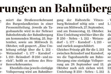 Vollsperrungen an Bahnübergängen