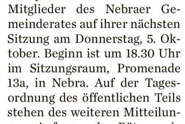 Gemeinderat tagt in Nebra