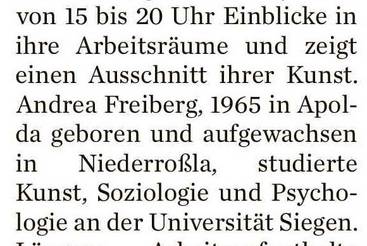 Künstlerin öffnet ihr Atelier
