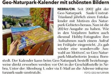 Geo-Naturpark-Kalender mit schönsten Bildern