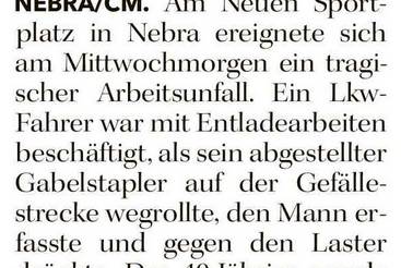 40-Jähriger stirbt bei Arbeitsunfall