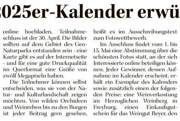 Fotos für 2025er-Kalender erwünscht