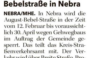 Vollsperrung der Bebelstraße in Nebra