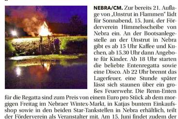 'Unstrut in Flammen' am 15. Juni in Nebra