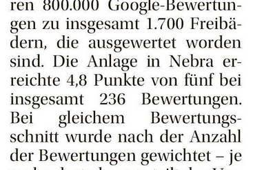 Nebra drittschönstes Freibad bundesweit