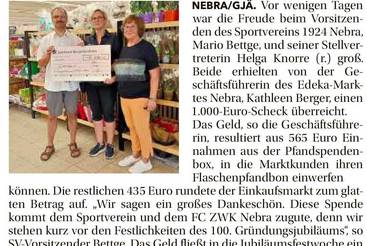 Spende für die Jubiläumsfestwoche