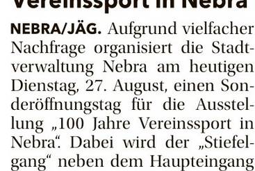 Ausstellung 100 Jahre Vereinssport in Nebra