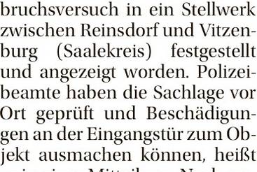 Einbruchsversuch in ein Stellwerk