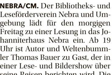Thomas Bauer berichtet über Reisen