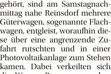 Eisenbahnwagen entgleisen bei Nebra