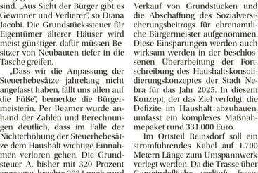 Anhebung der Grundsteuern beschlossen