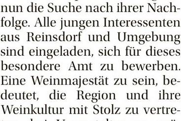 Neue Weinmajestät gesucht