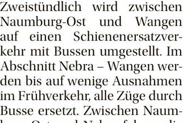 Unstrutbahn: Wieder Busse statt Züge