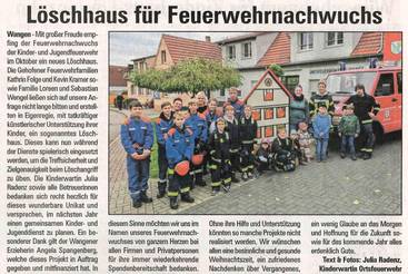 Löschhaus für Feuerwehrnachwuchs