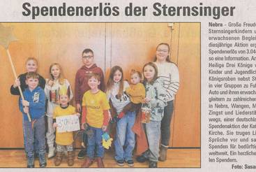 Spendenerl&ouml;s der Sternsinger