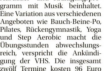 VHS-Fitnesskurs startet in Nebra