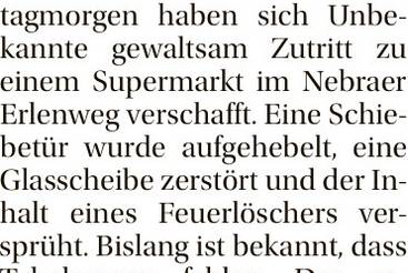 Einbruch in Nebraer Supermarkt