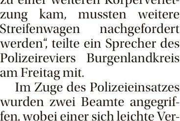 Schl&auml;gerei eskaliert, Polizist verletzt