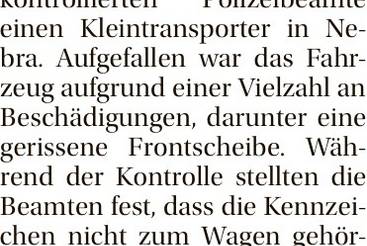Kleintransporter f&auml;llt Beamten auf