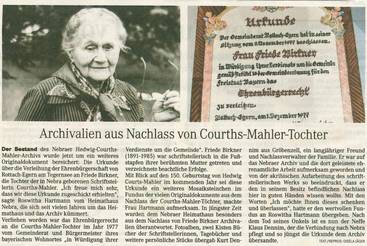 Archivalien aus Nachlass von Courths-Mahler-Tochter