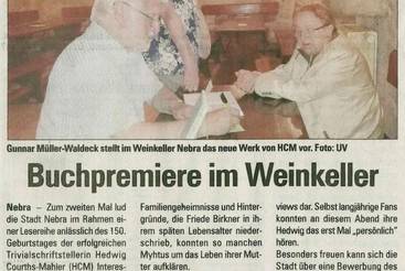 Buchpremiere im Weinkeller