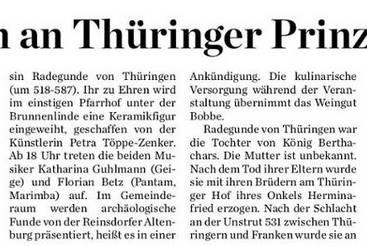 Gedenken an Thüringer Prinzessin