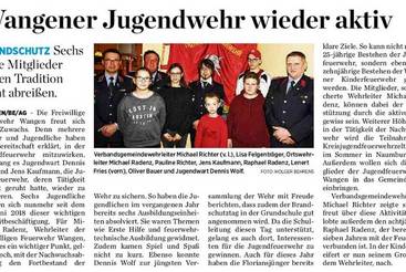 Wangener Jugendwehr wieder aktiv