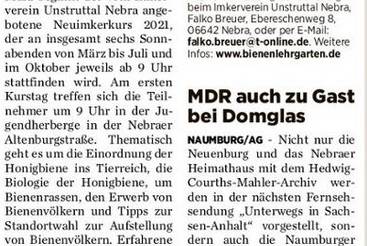 Mehrtägiger Kurs für Imker in spe / MDR auch zu Gast bei Domglas