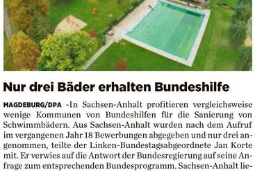 Nur drei Bäder erhalten Bundeshilfe