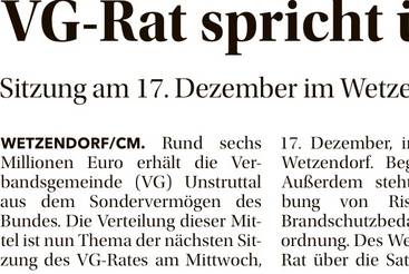 VG-Rat spricht über Sondervermögen