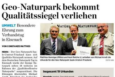 Geo-Naturpark bekommt Qualitätssiegel verliehen