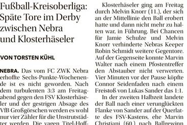 FC ZWK ist nach 3:3 unfreiwillig spielfrei