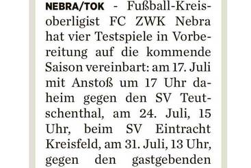 FC ZWK Nebra testet vier Mal
