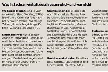 Was in Sachsen-Anhalt geschlossen wird - und was nicht