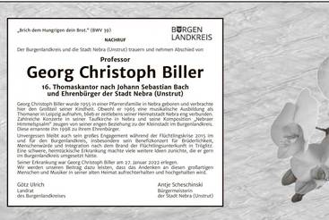 Traueranzeige Georg Christoph Biller